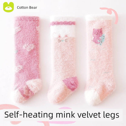Winter Thickened Newborn Mink Fur Knee Socks - Soft & Warm Baby Socks - Giggles And Grab