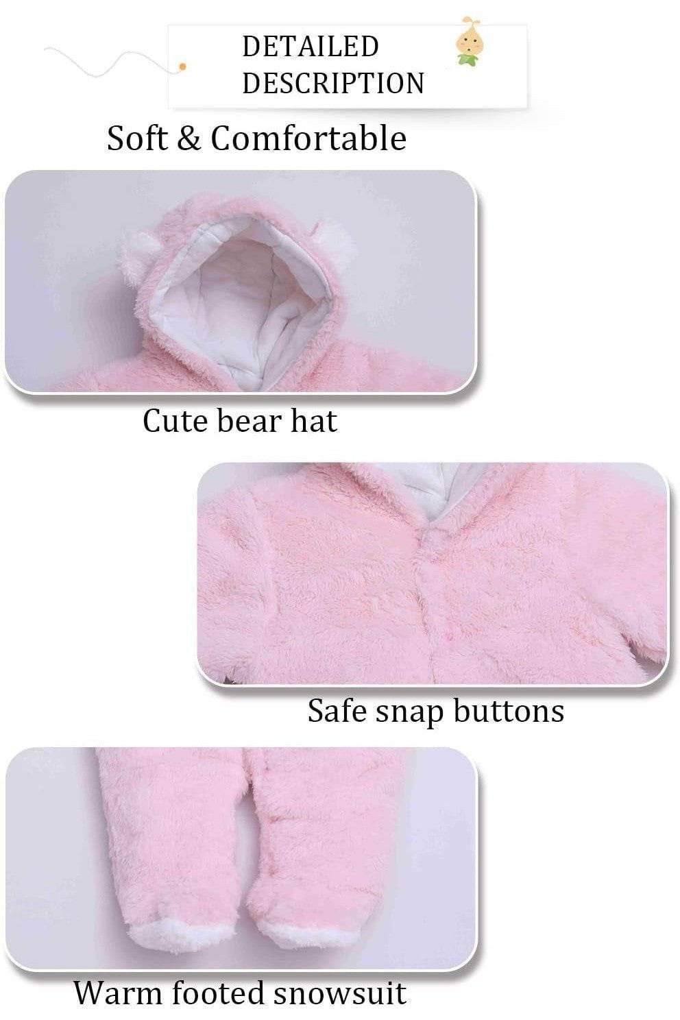 Unisex Baby Winter Coat – Cute Newborn Infant Jumpsuit Snowsuit Bodysuit for Baby Essentials - Giggles And Grab