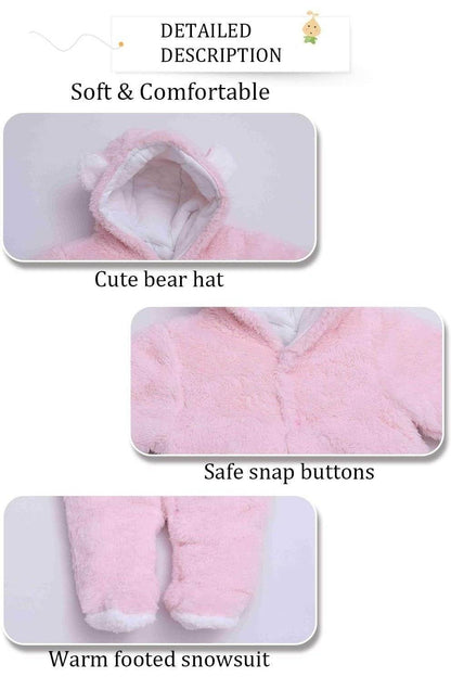 Unisex Baby Winter Coat – Cute Newborn Infant Jumpsuit Snowsuit Bodysuit for Baby Essentials - Giggles And Grab