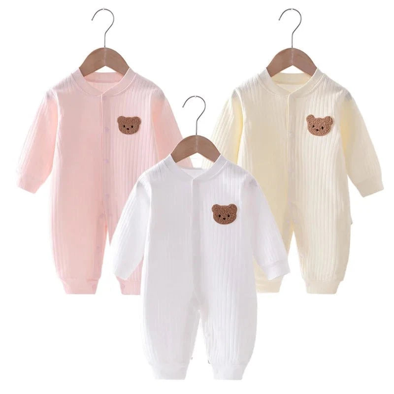 Giggles And Grab Bear Newborn Jumpsuit Cotton Autumn Spring Baby Romper Toddler Girls Boys Clothes Infant One-Piece Kids Onesie Home Leisure Wear