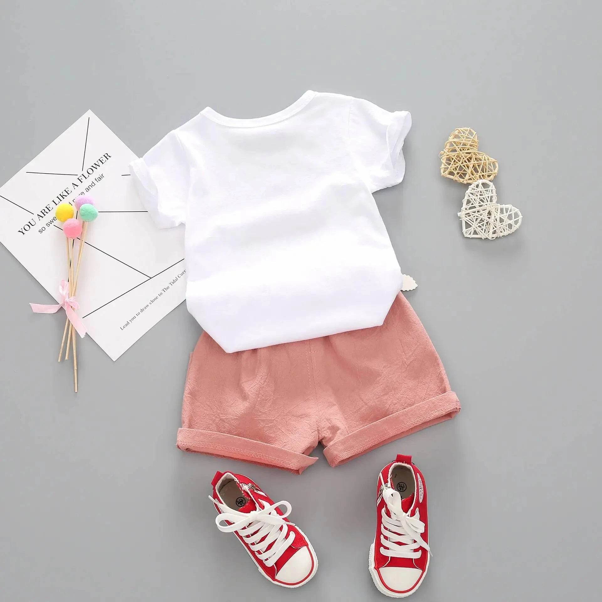 BibiCola Summer Girls Clothing Set 2pcs Tracksuit Children Cotton Suit Kids Cartoon Outfits Short Sleeve Baby Girls Clothes Sets - Giggles And Grab
