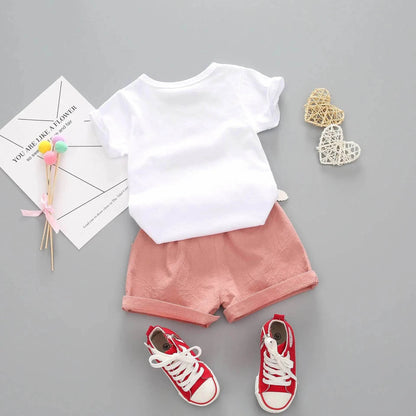 BibiCola Summer Girls Clothing Set 2pcs Tracksuit Children Cotton Suit Kids Cartoon Outfits Short Sleeve Baby Girls Clothes Sets - Giggles And Grab