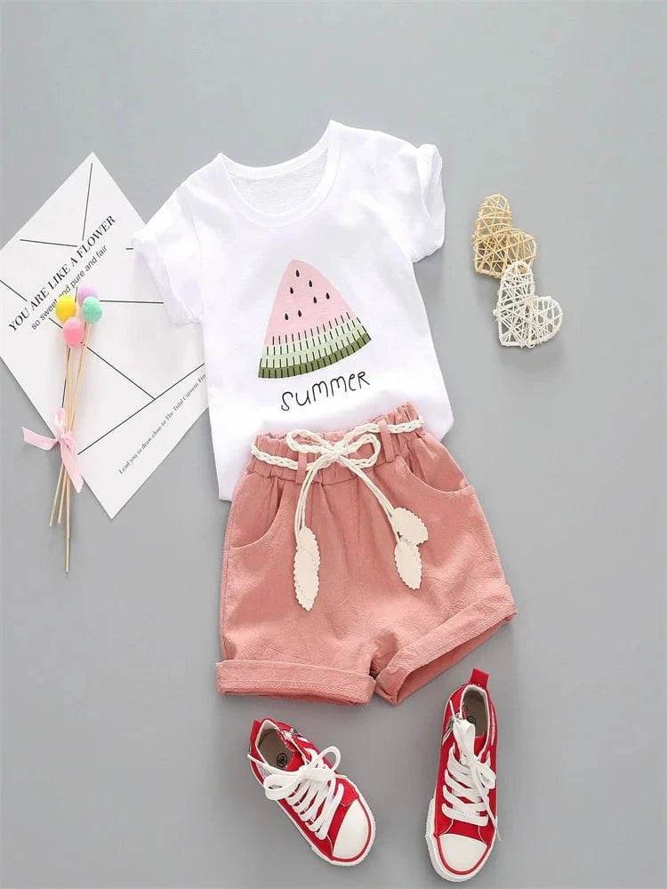 BibiCola Summer Girls Clothing Set 2pcs Tracksuit Children Cotton Suit Kids Cartoon Outfits Short Sleeve Baby Girls Clothes Sets - Giggles And Grab