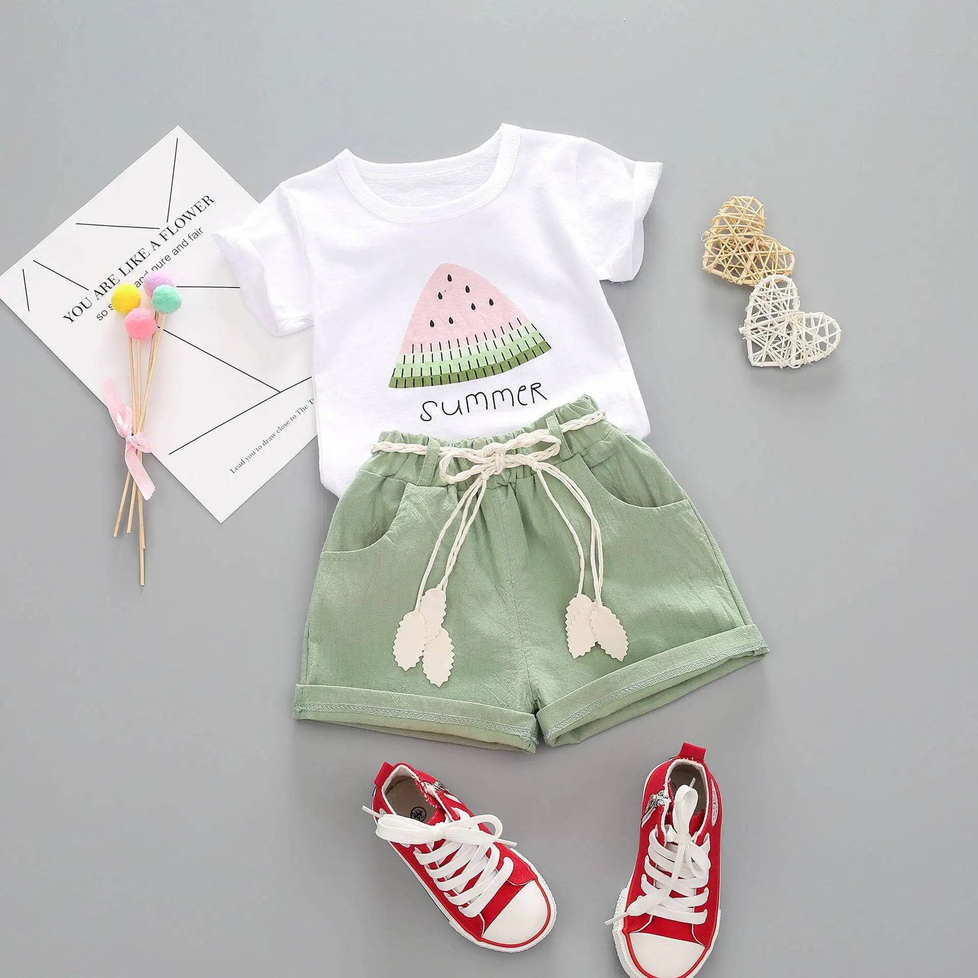 BibiCola Summer Girls Clothing Set 2pcs Tracksuit Children Cotton Suit Kids Cartoon Outfits Short Sleeve Baby Girls Clothes Sets - Giggles And Grab