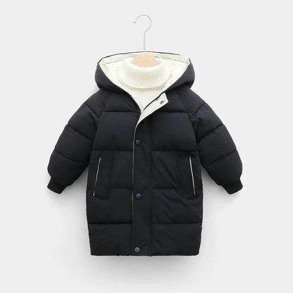 Kids Down Long Outerwear Winter Autumn Teen Cotton Clothes Boys Girls Cotton-Padded Parka Coats Big Children Thicken Warm Jacket - Giggles And Grab