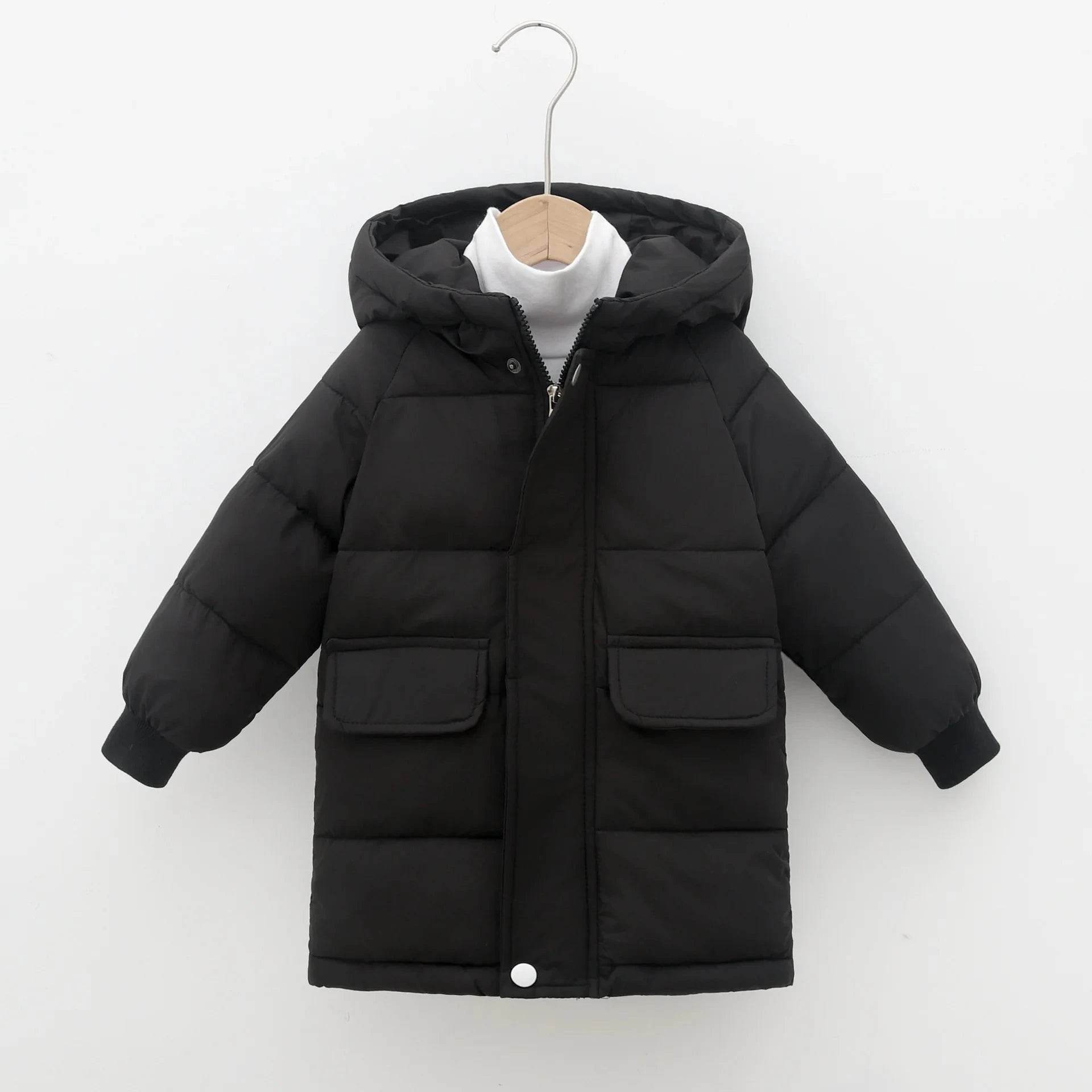 Kids Down Long Outerwear Winter Autumn Teen Cotton Clothes Boys Girls Cotton-Padded Parka Coats Big Children Thicken Warm Jacket - Giggles And Grab