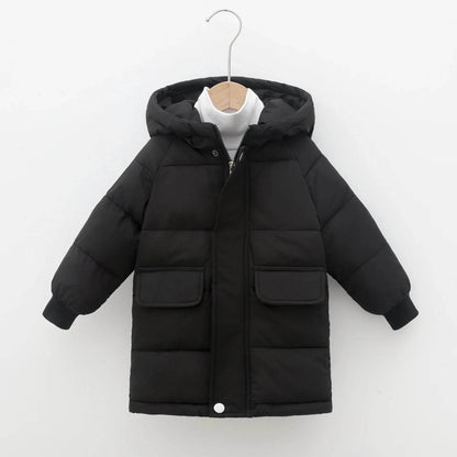 Kids Down Long Outerwear Winter Autumn Teen Cotton Clothes Boys Girls Cotton-Padded Parka Coats Big Children Thicken Warm Jacket - Giggles And Grab
