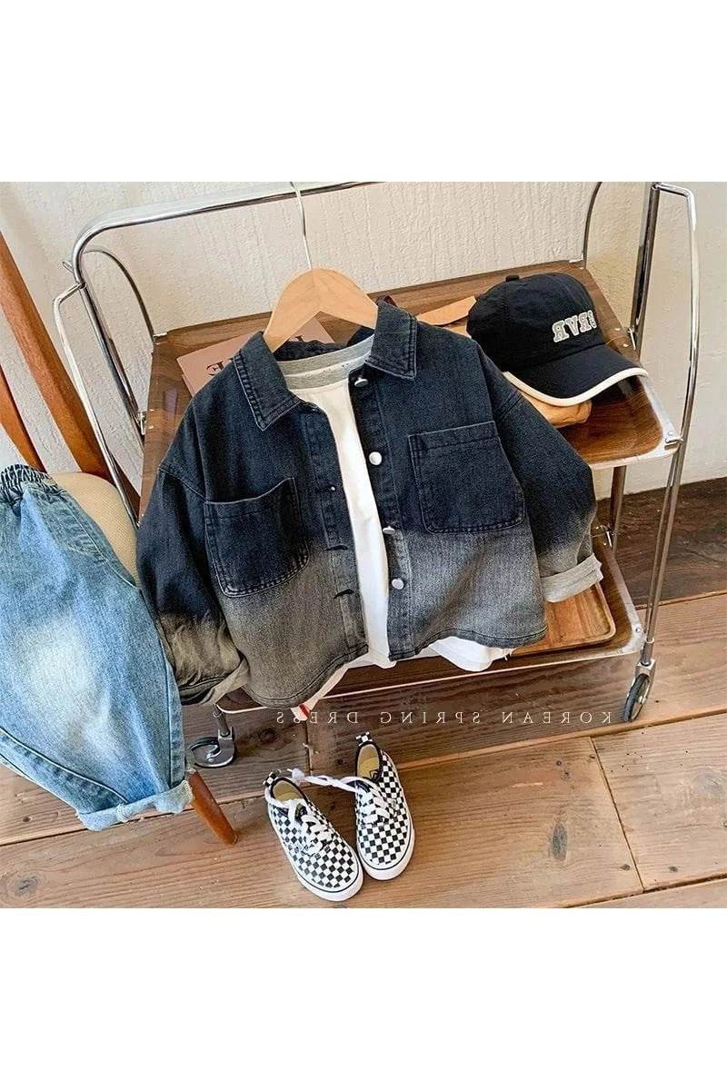 Boys' Cotton Coat Jacket - Windbreak Outerwear with Lapel Jean for Spring & Autumn (2024) - Giggles And Grab