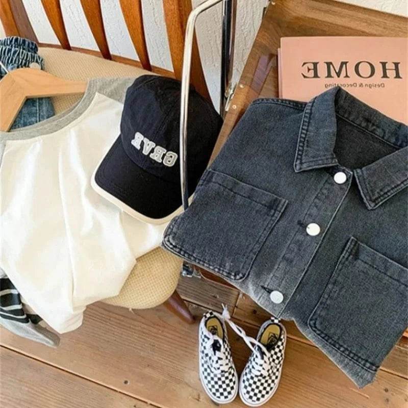 Boys' Cotton Coat Jacket - Windbreak Outerwear with Lapel Jean for Spring & Autumn (2024) - Giggles And Grab