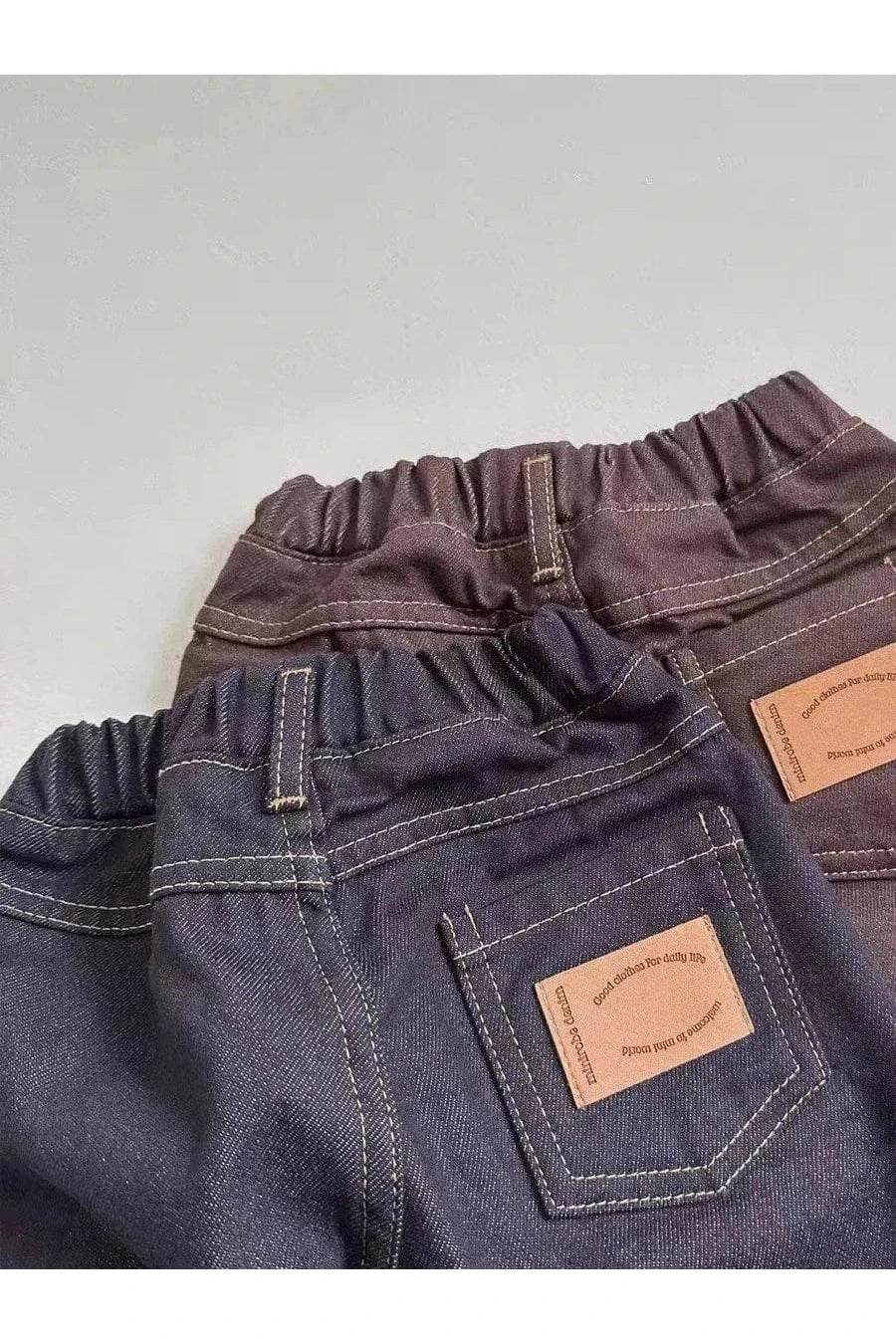 Spring & Autumn Baby Boys & Girls Retro Loose Jeans – Casual Cotton Denim Trousers for Kids - Giggles And Grab