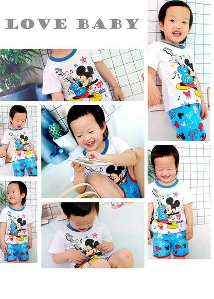 New Children Boys Nighty – Classical Cartoon Girl Nightgown Costume, Boys Cute Set, Baby Toddler Short Sleeve Pajamas Sets, Home Wear - Giggles And Grab
