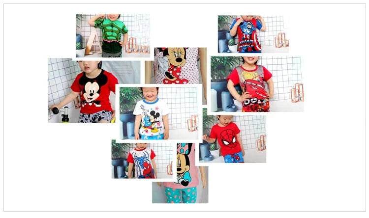 New Children Boys Nighty – Classical Cartoon Girl Nightgown Costume, Boys Cute Set, Baby Toddler Short Sleeve Pajamas Sets, Home Wear - Giggles And Grab