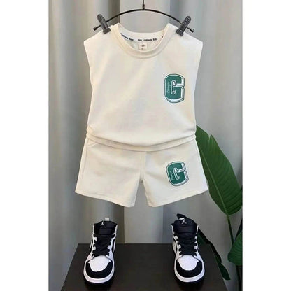 Kids Boys Summer Vest Set – New Fashionable Baby Net Red Clothes, Boys & Children's Fashion Two-Piece Set, Kids Outfits - Giggles And Grab