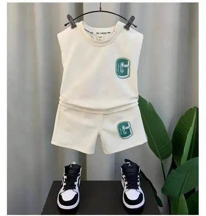 Kids Boys Summer Vest Set – New Fashionable Baby Net Red Clothes, Boys & Children's Fashion Two-Piece Set, Kids Outfits - Giggles And Grab