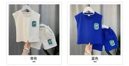 Kids Boys Summer Vest Set – New Fashionable Baby Net Red Clothes, Boys & Children's Fashion Two-Piece Set, Kids Outfits - Giggles And Grab
