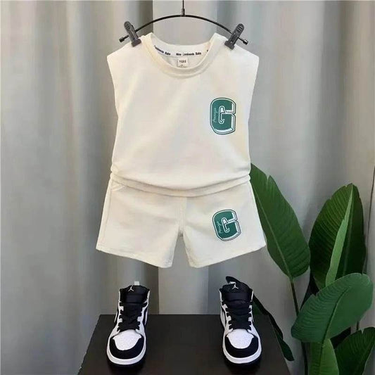 Kids Boys Summer Vest Set – New Fashionable Baby Net Red Clothes, Boys & Children's Fashion Two-Piece Set, Kids Outfits - Giggles And Grab