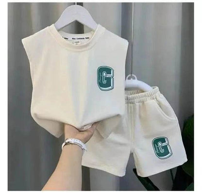 Kids Boys Summer Vest Set – New Fashionable Baby Net Red Clothes, Boys & Children's Fashion Two-Piece Set, Kids Outfits - Giggles And Grab