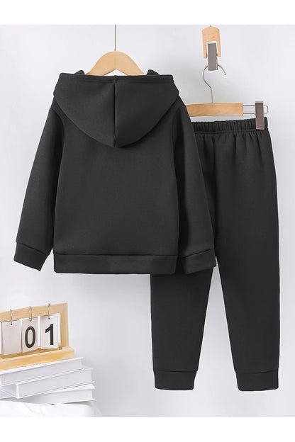 Giggles And Grab Boys' Warm Lined Hoodie and Tracksuit Pants Set "Boys' Warm Lined Hoodie & Tracksuit Pants Set - Fall/Winter Casual Sportswear"