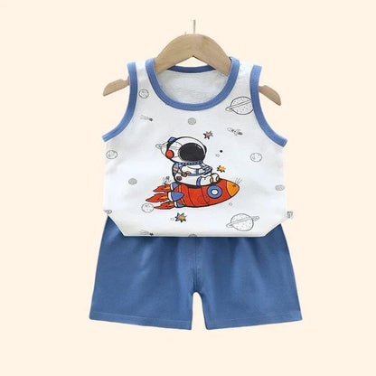 Giggles And Grab Children Sets Kids Clothes Boys Girls Vest Suit  Summer Children's Clothing baby Cotton T-Shirts Shorts Tank Top Sleeveless