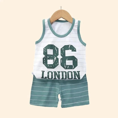 Giggles And Grab Children Sets Kids Clothes Boys Girls Vest Suit  Summer Children's Clothing baby Cotton T-Shirts Shorts Tank Top Sleeveless