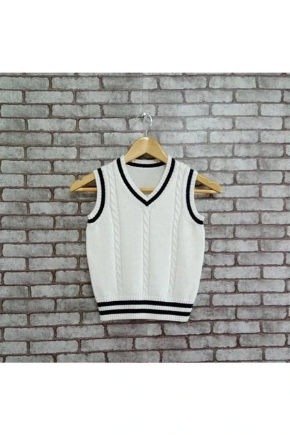 Giggles And Grab Children sweaters white / 80cm Children's School Uniform Sweater Vest - Knitted Wool Camisole for Girls & Boys, College Style"