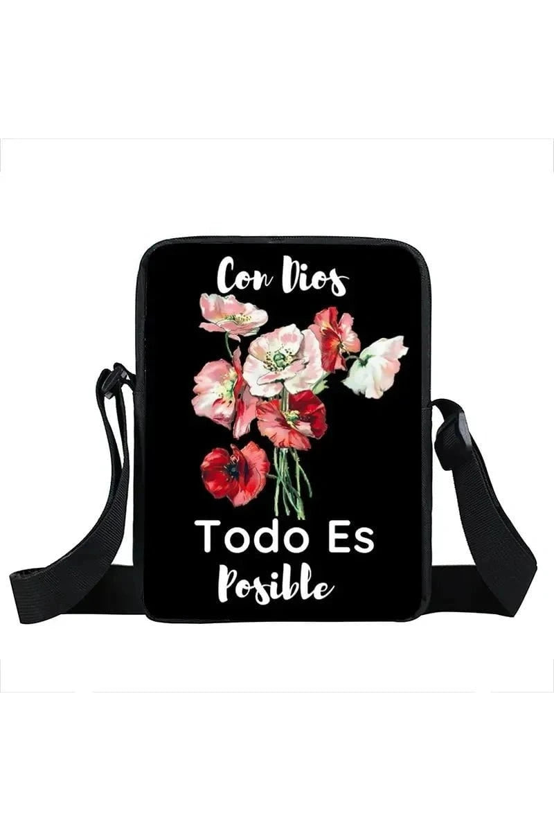 Giggles And Grab Crossbody Handbags For Women xkbdiosx01cw Dios Es Amor Crossbody Bag - Christian Canvas Messenger Handbag for Travel & Bible Book"