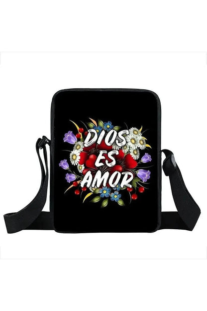 Giggles And Grab Crossbody Handbags For Women xkbdiosx12cw Dios Es Amor Crossbody Bag - Christian Canvas Messenger Handbag for Travel & Bible Book"