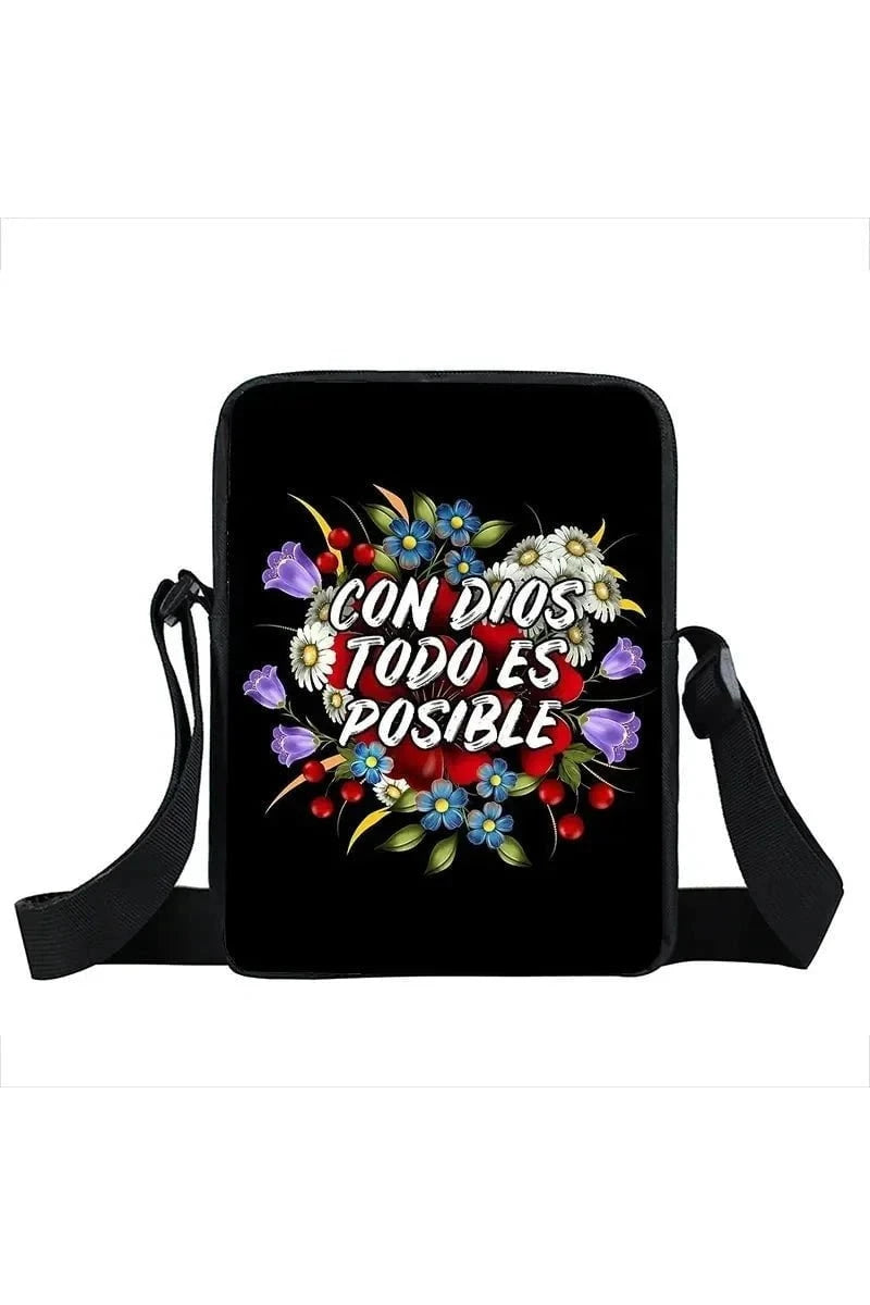 Giggles And Grab Crossbody Handbags For Women xkbdiosx13cw Dios Es Amor Crossbody Bag - Christian Canvas Messenger Handbag for Travel & Bible Book"