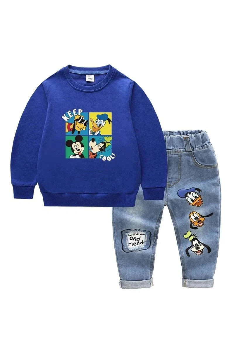 Giggles And Grab Disney jackets "Fashion Baby Boys' 2-Piece Cotton Clothing Set - Mickey Mouse Long Sleeve Top & Jeans Pants"