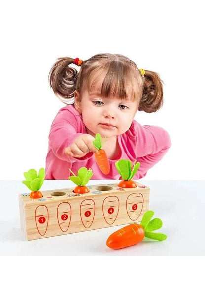 Kids Shape Matching Puzzle Toys Montessori Educational Learning-Toys Baby Carrot Harvest Games Wooden Toy Sorters For Children - Giggles And Grab