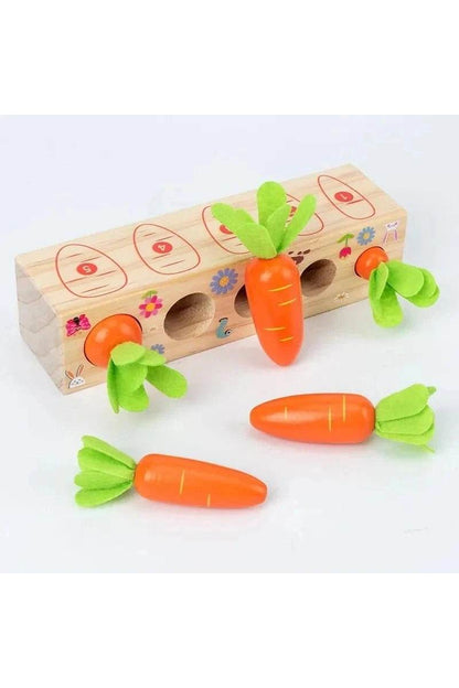 Kids Shape Matching Puzzle Toys Montessori Educational Learning-Toys Baby Carrot Harvest Games Wooden Toy Sorters For Children - Giggles And Grab