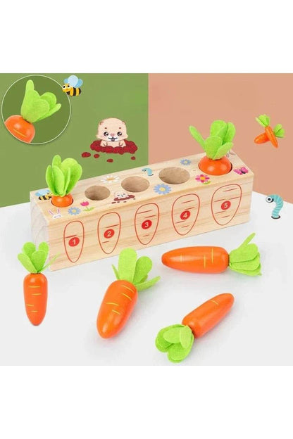 Kids Shape Matching Puzzle Toys Montessori Educational Learning-Toys Baby Carrot Harvest Games Wooden Toy Sorters For Children - Giggles And Grab