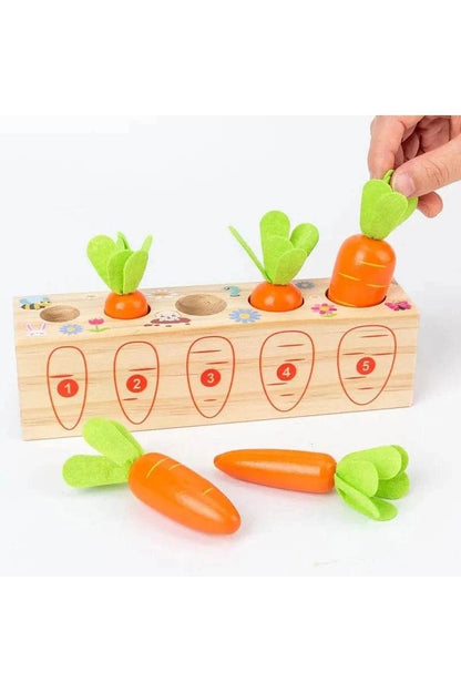Kids Shape Matching Puzzle Toys Montessori Educational Learning-Toys Baby Carrot Harvest Games Wooden Toy Sorters For Children - Giggles And Grab