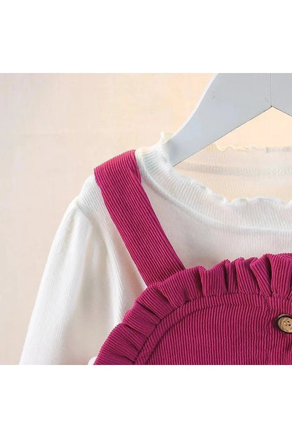 Giggles And Grab Girs Corduroy Sets "Girls' 3-Piece Corduroy Clothing Set - Camisole, Long Sleeve Top & Flared Pants for Autumn 2024"