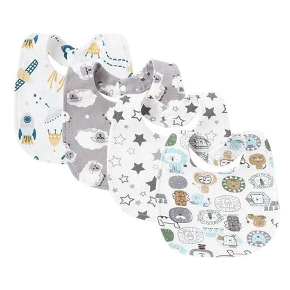 4Pcs Baby Bibs Burp Clothes Cotton Newborn Bibs for Girls Boys Baby Stuff Infant Accessories Toddler Saliva Towels Baby Care - Giggles And Grab