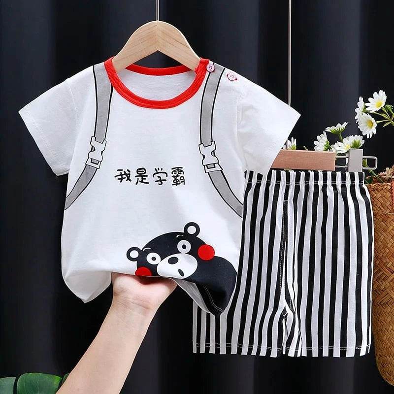 Kids Clothes Set Baby Boy/Girl T-Shirt + Shorts Summer Clothing Cotton Cartoon Casual Boys Tracksuit Children Baby Clothes Set - Giggles And Grab