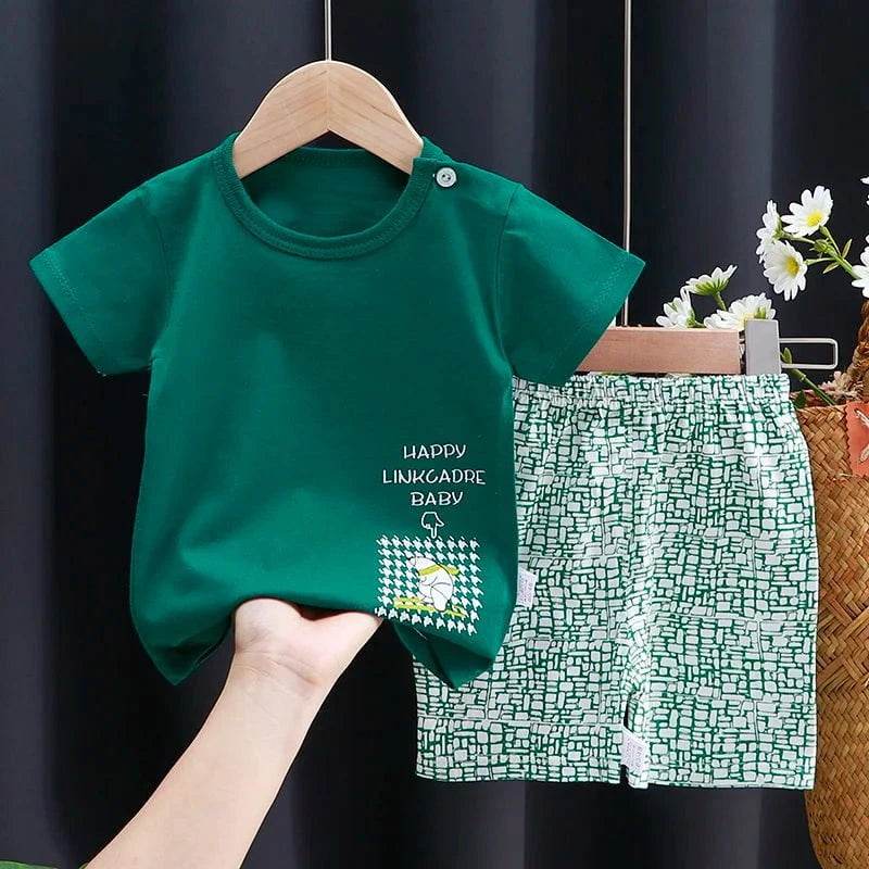 Kids Clothes Set Baby Boy/Girl T-Shirt + Shorts Summer Clothing Cotton Cartoon Casual Boys Tracksuit Children Baby Clothes Set - Giggles And Grab