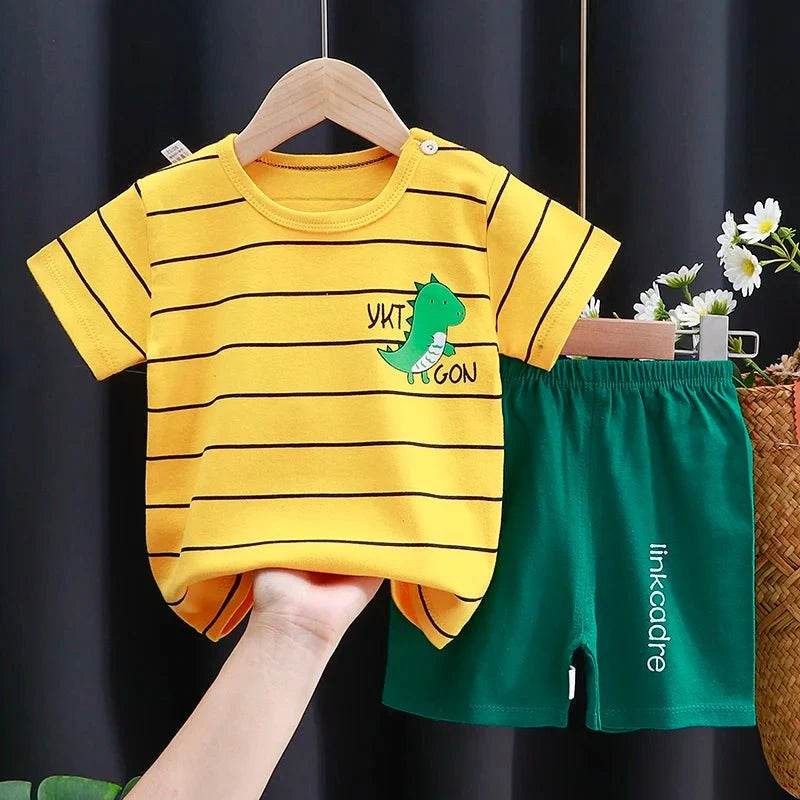 Kids Clothes Set Baby Boy/Girl T-Shirt + Shorts Summer Clothing Cotton Cartoon Casual Boys Tracksuit Children Baby Clothes Set - Giggles And Grab