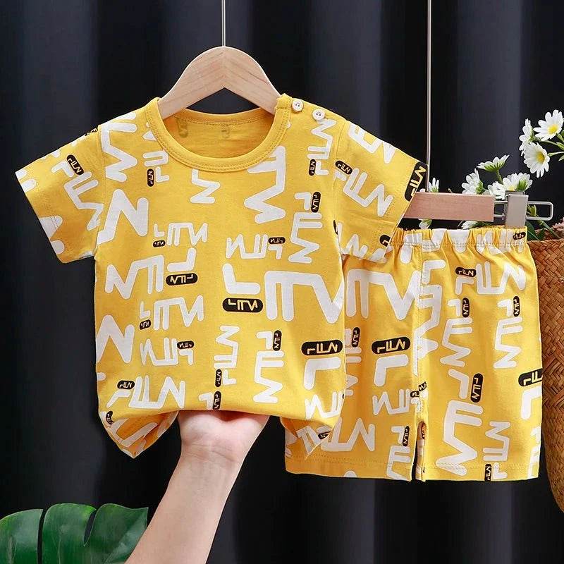 Kids Clothes Set Baby Boy/Girl T-Shirt + Shorts Summer Clothing Cotton Cartoon Casual Boys Tracksuit Children Baby Clothes Set - Giggles And Grab