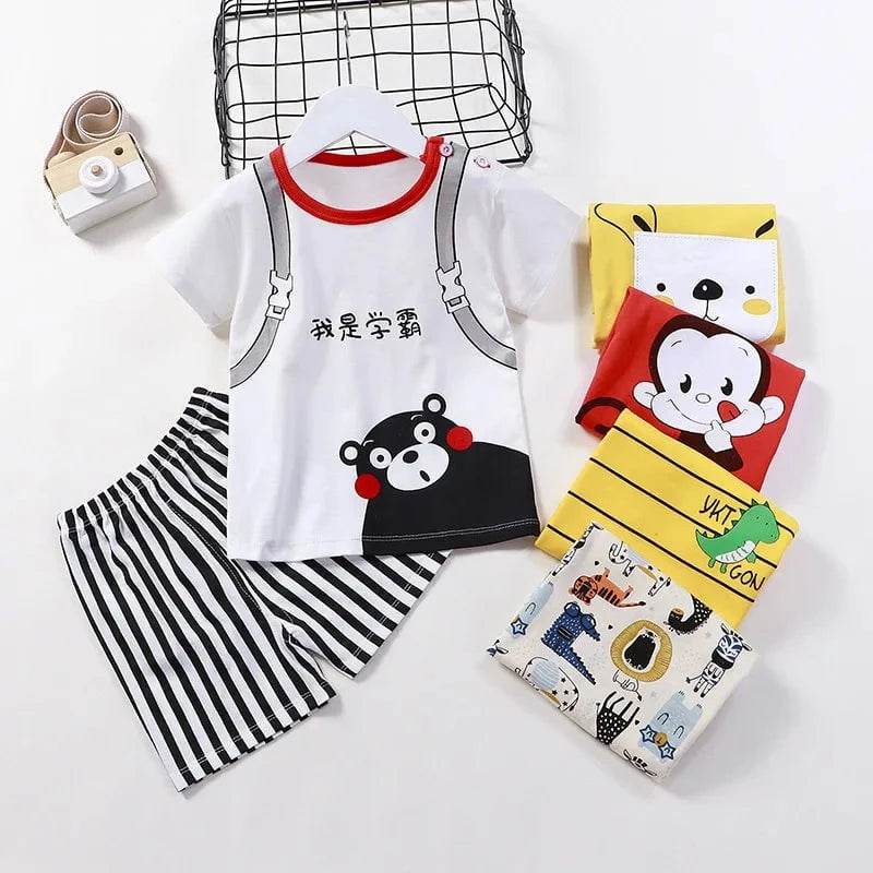 Kids Clothes Set Baby Boy/Girl T-Shirt + Shorts Summer Clothing Cotton Cartoon Casual Boys Tracksuit Children Baby Clothes Set - Giggles And Grab