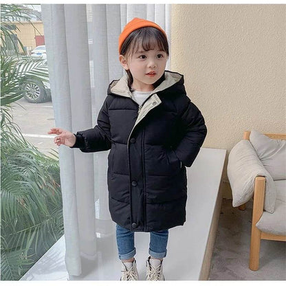 Kids Down Long Outerwear Winter Autumn Teen Cotton Clothes Boys Girls Cotton-Padded Parka Coats Big Children Thicken Warm Jacket - Giggles And Grab