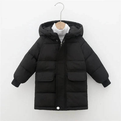 Kids Down Long Outerwear Winter Autumn Teen Cotton Clothes Boys Girls Cotton-Padded Parka Coats Big Children Thicken Warm Jacket - Giggles And Grab