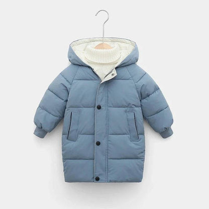 Kids Down Long Outerwear Winter Autumn Teen Cotton Clothes Boys Girls Cotton-Padded Parka Coats Big Children Thicken Warm Jacket - Giggles And Grab