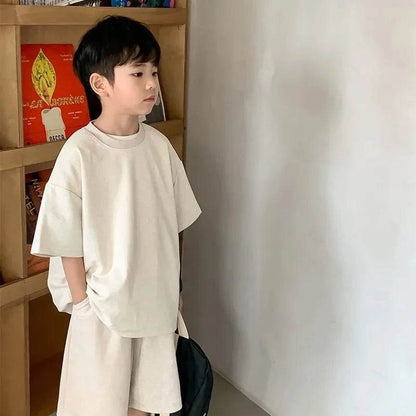 Boys Clothing Set 2024 – Korean Loose Shirts + Shorts 2PCS Set, Sport Suits for Kids & Teenagers, Tracksuits, Casual Baby Outfits - Giggles And Grab