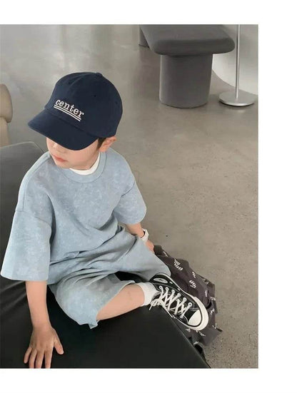 Boys Clothing Set 2024 – Korean Loose Shirts + Shorts 2PCS Set, Sport Suits for Kids & Teenagers, Tracksuits, Casual Baby Outfits - Giggles And Grab