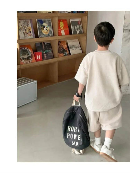 Boys Clothing Set 2024 – Korean Loose Shirts + Shorts 2PCS Set, Sport Suits for Kids & Teenagers, Tracksuits, Casual Baby Outfits - Giggles And Grab