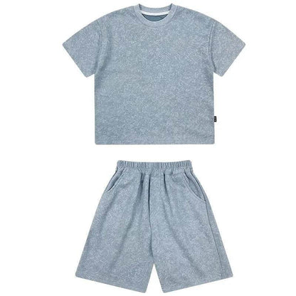 Boys Clothing Set 2024 – Korean Loose Shirts + Shorts 2PCS Set, Sport Suits for Kids & Teenagers, Tracksuits, Casual Baby Outfits - Giggles And Grab