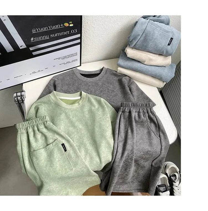 Boys Clothing Set 2024 – Korean Loose Shirts + Shorts 2PCS Set, Sport Suits for Kids & Teenagers, Tracksuits, Casual Baby Outfits - Giggles And Grab