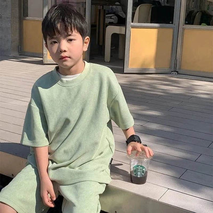 Boys Clothing Set 2024 – Korean Loose Shirts + Shorts 2PCS Set, Sport Suits for Kids & Teenagers, Tracksuits, Casual Baby Outfits - Giggles And Grab