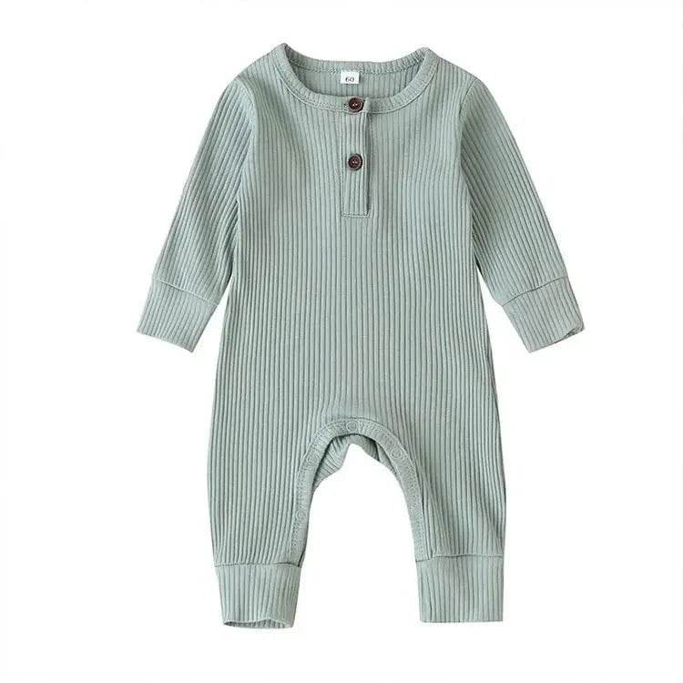 Summer Unisex Newborn Baby Clothes Solid Color Baby Rompers Cotton Long Sleeve Toddler Romper Infant Clothing 3-18 Months - Giggles And Grab